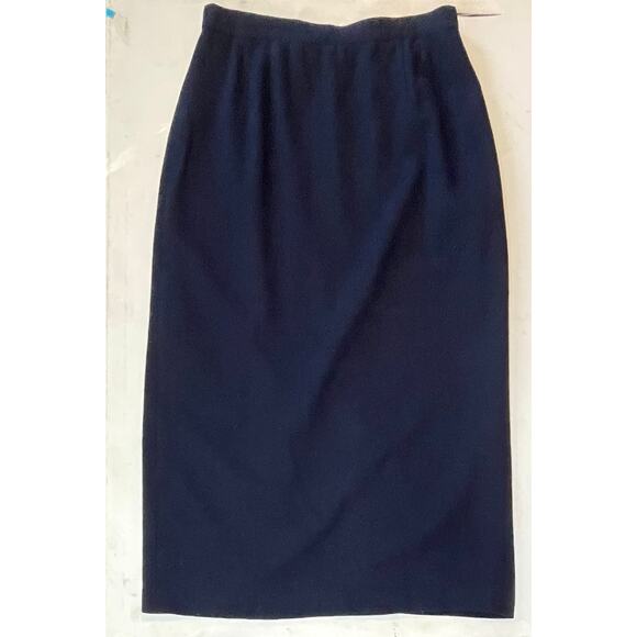 Vintage Joan Leslie Wool Blend Pencil Skirt Women’s 14 Navy Blue Classic Office - Picture 1 of 9